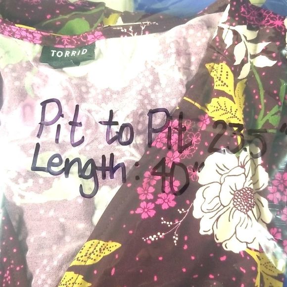 TORRID Fuschia Pink Floral Side-Draped 3/4 Sleeve Dress Size 2 (2X) #011 - Picture 10 of 10